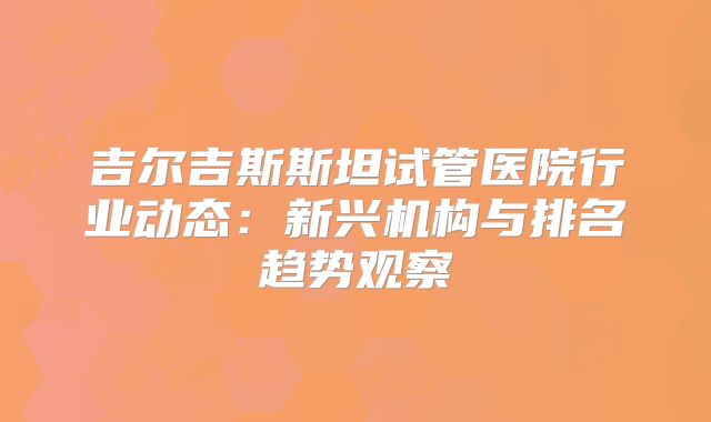 吉尔吉斯斯坦试管医院行业动态：新兴机构与排名趋势观察