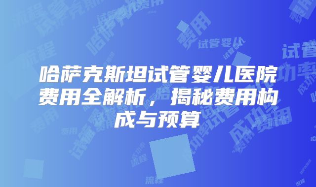 哈萨克斯坦试管婴儿医院费用全解析,揭秘费用构成与预算