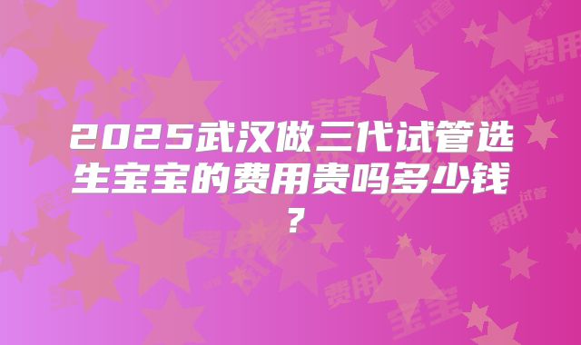 2025武汉做三代试管选生宝宝的费用贵吗多少钱?