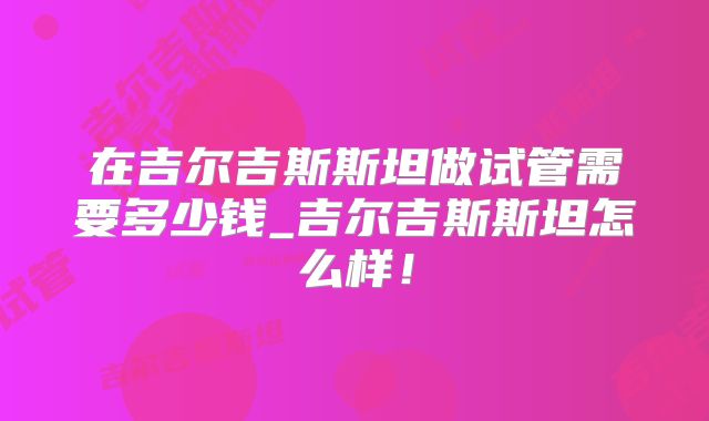 在吉尔吉斯斯坦做试管需要多少钱_吉尔吉斯斯坦怎么样！