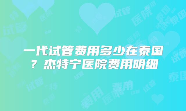 一代试管费用多少在泰国？杰特宁医院费用明细