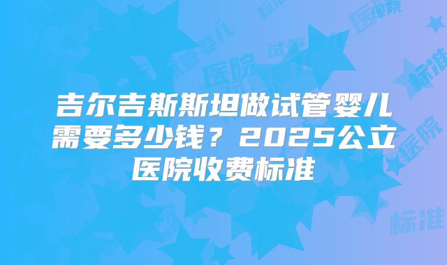 吉尔吉斯斯坦做试管婴儿需要多少钱？2025公立医院收费标准