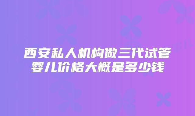 西安私人机构做三代试管婴儿价格大概是多少钱