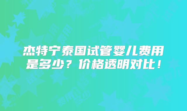 杰特宁泰国试管婴儿费用是多少？价格透明对比！