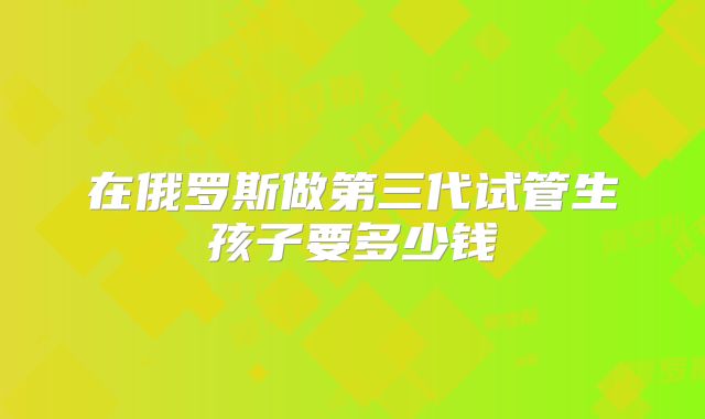 在俄罗斯做第三代试管生孩子要多少钱