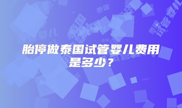 胎停做泰国试管婴儿费用是多少？