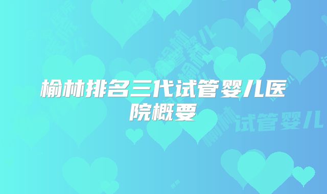 榆林排名三代试管婴儿医院概要