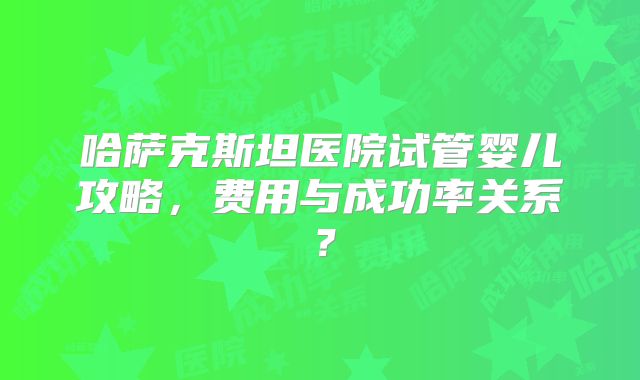 哈萨克斯坦医院试管婴儿攻略，费用与成功率关系？