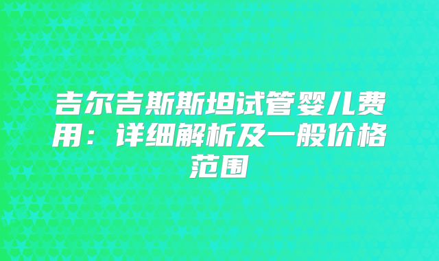 吉尔吉斯斯坦试管婴儿费用：详细解析及一般价格范围