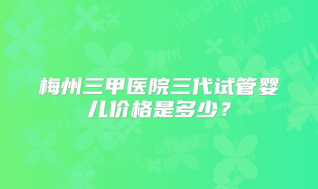 梅州三甲医院三代试管婴儿价格是多少？