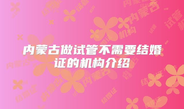 内蒙古做试管不需要结婚证的机构介绍