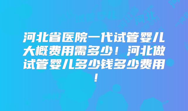 河北省医院一代试管婴儿大概费用需多少!河北做试管婴儿多少钱多少费用!