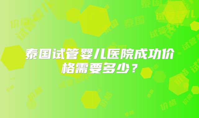 泰国试管婴儿医院成功价格需要多少?
