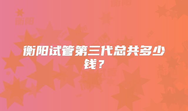 衡阳试管第三代总共多少钱？