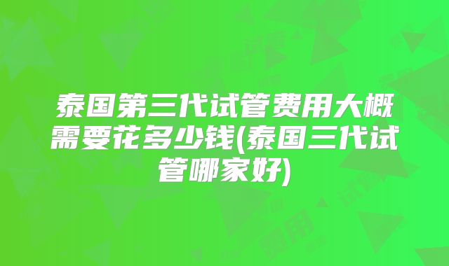 泰国第三代试管费用大概需要花多少钱(泰国三代试管哪家好)