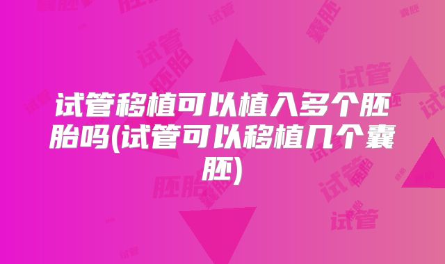 试管移植可以植入多个胚胎吗(试管可以移植几个囊胚)