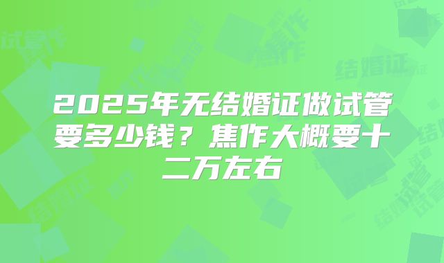 2025年无结婚证做试管要多少钱？焦作大概要十二万左右