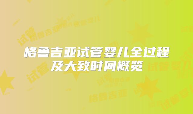 格鲁吉亚试管婴儿全过程及大致时间概览