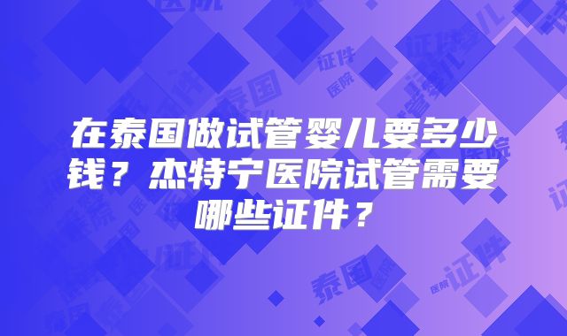 在泰国做试管婴儿要多少钱？杰特宁医院试管需要哪些证件？