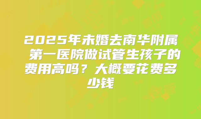2025年未婚去南华附属 第一医院做试管生孩子的费用高吗？大概要花费多少钱
