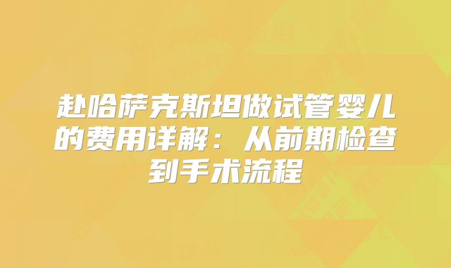 赴哈萨克斯坦做试管婴儿的费用详解：从前期检查到手术流程