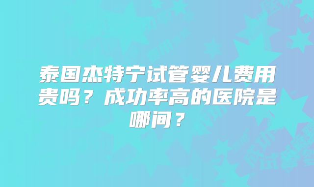 泰国杰特宁试管婴儿费用贵吗?成功率高的医院是哪间?