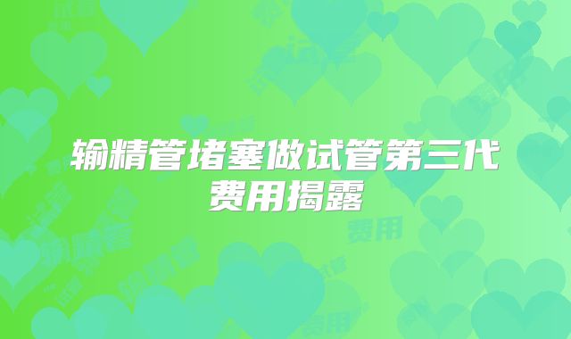 输精管堵塞做试管第三代费用揭露