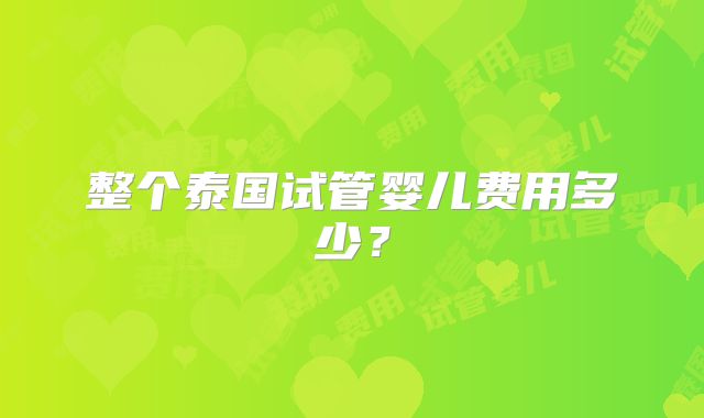 整个泰国试管婴儿费用多少?