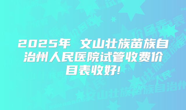 2025年 文山壮族苗族自治州人民医院试管收费价目表收好!