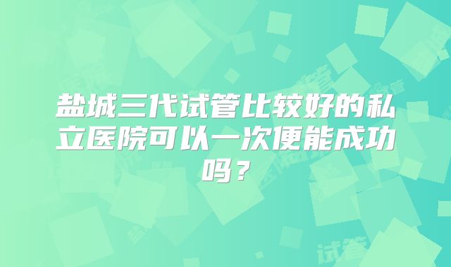 盐城三代试管比较好的私立医院可以一次便能成功吗？