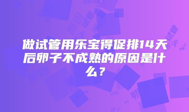 做试管用乐宝得促排14天后卵子不成熟的原因是什么?