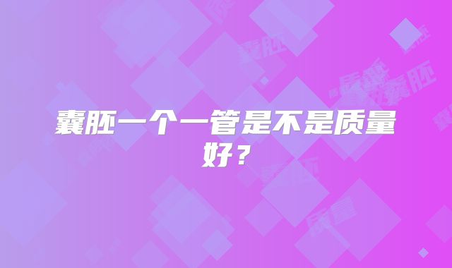 囊胚一个一管是不是质量好？