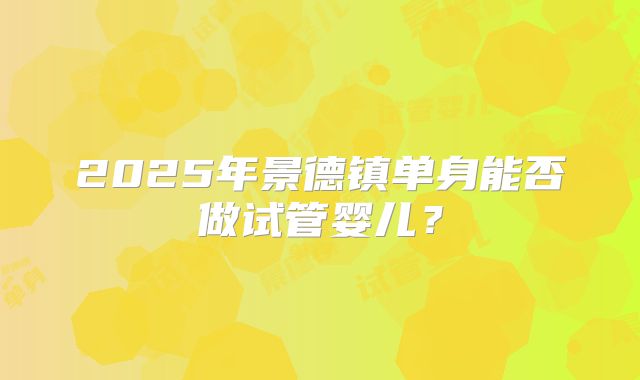 2025年景德镇单身能否做试管婴儿?