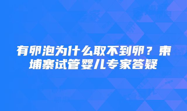 有卵泡为什么取不到卵？柬埔寨试管婴儿专家答疑