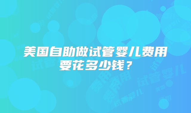 美国自助做试管婴儿费用要花多少钱？