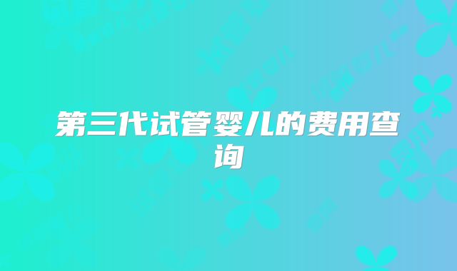 第三代试管婴儿的费用查询
