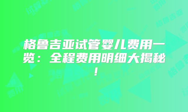 格鲁吉亚试管婴儿费用一览：全程费用明细大揭秘！