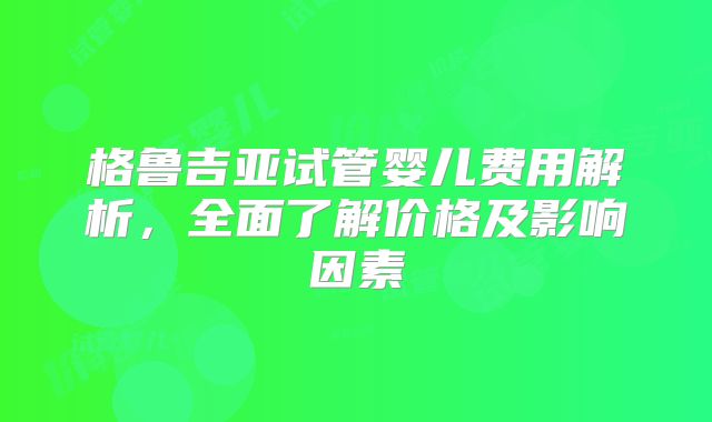 格鲁吉亚试管婴儿费用解析，全面了解价格及影响因素