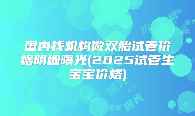 国内找机构做双胎试管价格明细曝光(2025试管生宝宝价格)