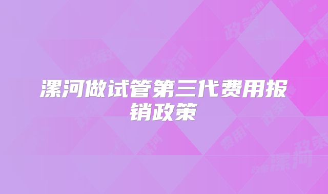 漯河做试管第三代费用报销政策