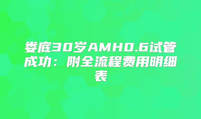 娄底30岁AMH0.6试管成功：附全流程费用明细表
