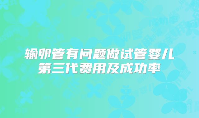 输卵管有问题做试管婴儿第三代费用及成功率