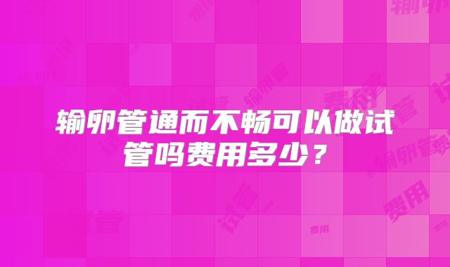输卵管通而不畅可以做试管吗费用多少？