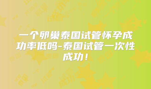 一个卵巢泰国试管怀孕成功率低吗-泰国试管一次性成功！
