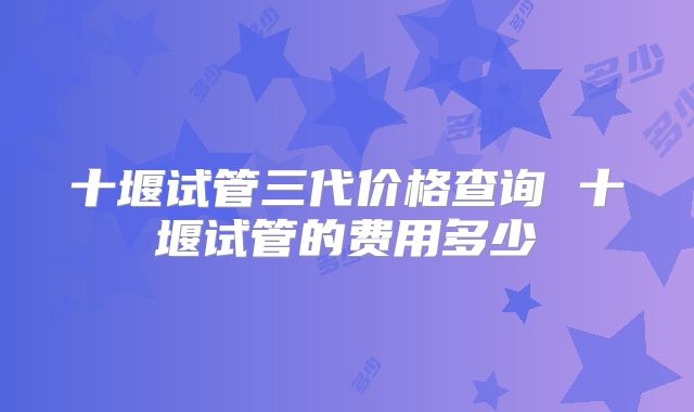 十堰试管三代价格查询 十堰试管的费用多少