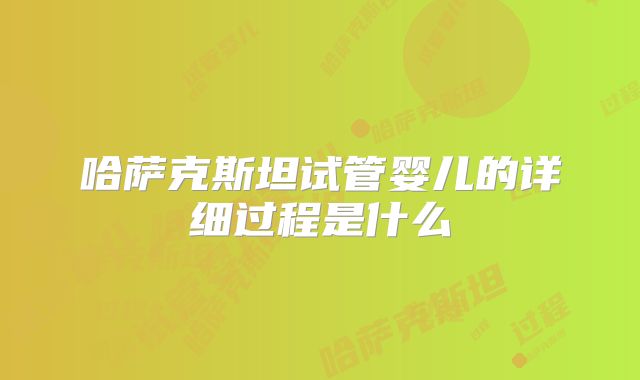 哈萨克斯坦试管婴儿的详细过程是什么