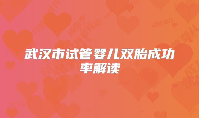 武汉市试管婴儿双胎成功率解读