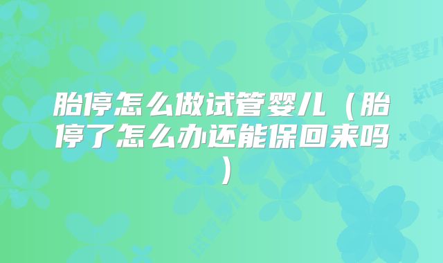 胎停怎么做试管婴儿（胎停了怎么办还能保回来吗）