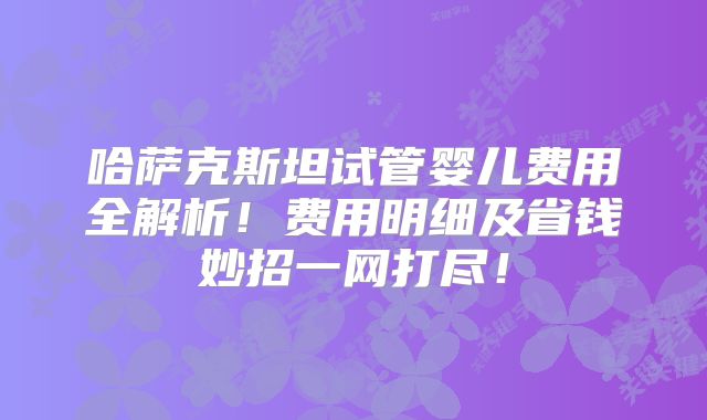 哈萨克斯坦试管婴儿费用全解析!费用明细及省钱妙招一网打尽!