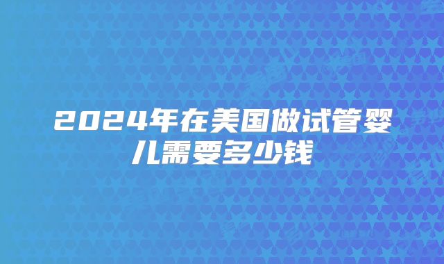 2024年在美国做试管婴儿需要多少钱